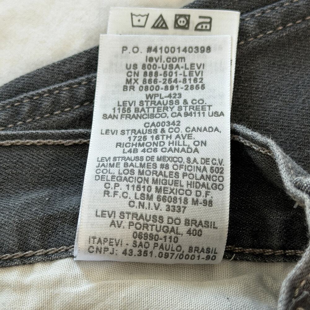 Levi's 514 Jeans Mens 28 x 30 Washed Black Droit Slim Straight Denim Dark Wash - Picture 11 of 11